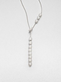 An elegant piece with lustrous Akoya pearls accented with dazzling diamonds on a delicate 18k white gold link chain. 7mm white Akoya pearlsDiamonds, .2 tcw18k white goldLength, about 19Lobster clasp closureImported An elegant piece with lustrous Akoya pearls accented with dazzling diamonds on a delicate 18k white gold link chain. 7mm white Akoya pearlsDiamonds, .2 tcw18k white goldLength, about 19Lobster clasp closureImported