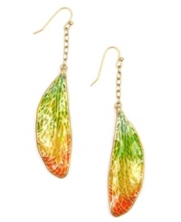 The ombre effect. This sweet gradation of color is taking the style world by storm. RACHEL Rachel Roy's orange, yellow and green enamel wing earrings will have you feeling it too. Set in gold-plated mixed metal. Approximate drop: 3 inches. The ombre effect. This sweet gradation of color is taking the style world by storm. RACHEL Rachel Roy's orange, yellow and green enamel wing earrings will have you feeling it too. Set in gold-plated mixed metal. Approximate drop: 3 inches.