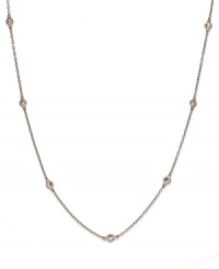 Sparkle by the inch. B. Brilliant's beautiful necklace features seven stations of round-cut cubic zirconias (3/4 ct. t.w.). Set in 18k rose gold over sterling silver. Approximate length: 18 inches. Sparkle by the inch. B. Brilliant's beautiful necklace features seven stations of round-cut cubic zirconias (3/4 ct. t.w.). Set in 18k rose gold over sterling silver. Approximate length: 18 inches.