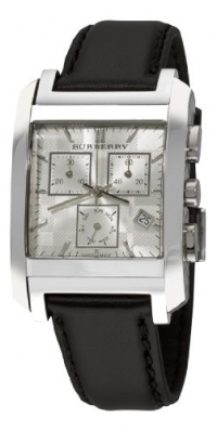 Burberry Men's BU1564 Square Silver Chronograph Dial Leather Strap Watch Burberry Men's BU1564 Square Silver Chronograph Dial Leather Strap Watch