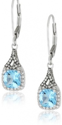 Badgley Mischka Fine Jewelry White and Champagne Diamonds Cushion Cut Blue Topaz Earrings Badgley Mischka Fine Jewelry White and Champagne Diamonds Cushion Cut Blue Topaz Earrings