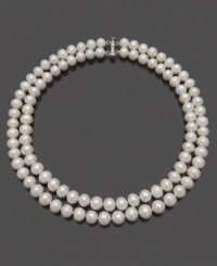 Little things can make big impressions. Belle de Mer's dual-strand necklace features cultured freshwater pearls (9-1/2-10-1/2 mm) and a sterling silver clasp. Approximate length: 19 inches. Little things can make big impressions. Belle de Mer's dual-strand necklace features cultured freshwater pearls (9-1/2-10-1/2 mm) and a sterling silver clasp. Approximate length: 19 inches.