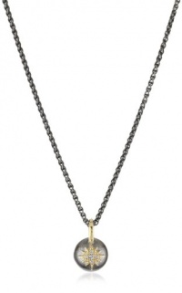 Mizuki Oxidized Silver Ball Necklace with 14k Diamond Starburst, 17 Mizuki Oxidized Silver Ball Necklace with 14k Diamond Starburst, 17