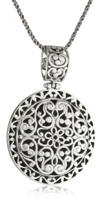Sterling Silver Oxidized Bali Filigree Circle Necklace, 18 Sterling Silver Oxidized Bali Filigree Circle Necklace, 18