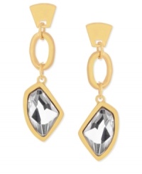 A touch of glass. These oval-link drop earrings from Robert Lee Morris glisten with glass stones for a glamorous touch. Crafted from gold-tone mixed metal. Approximate drop: 2 inches. A touch of glass. These oval-link drop earrings from Robert Lee Morris glisten with glass stones for a glamorous touch. Crafted from gold-tone mixed metal. Approximate drop: 2 inches.