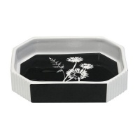 Exposed Floral Ceramic Soap Dish, Black/White Exposed Floral Ceramic Soap Dish, Black/White