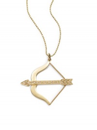THE LOOKBow & arrow pendant.01 tcw diamond accents14k yellow gold settingSpring ring closureTHE MEASUREMENTPendant width, about 1.25Pendant length, about 1.25Length, about 15.5ORIGINImported THE LOOKBow & arrow pendant.01 tcw diamond accents14k yellow gold settingSpring ring closureTHE MEASUREMENTPendant width, about 1.25Pendant length, about 1.25Length, about 15.5ORIGINImported