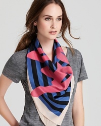 SONIA RYKIEL's script signature is emblazoned across the middle of this striped scarf from the French designer. SONIA RYKIEL's script signature is emblazoned across the middle of this striped scarf from the French designer.
