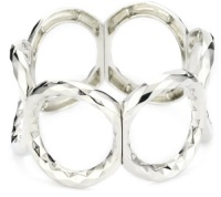 Nine West Silver-Tone Plated Hammered Textured Stretch Bracelet