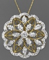Floral etiquette. Intricate cut-out petals, sparkling crystals and Swarovski Elements all comprise Kaleidoscope's stunning pendant necklace. Crafted in 18k gold over sterling silver. Approximate length: 18 inches. Approximate drop: 1-1/10 inches.