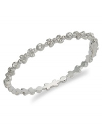 Flowers are in season! Eliot Danori's elegant bangle bracelet features clear glass crystals in floral designs. Set in rhodium-plated mixed metal. Approximate diameter: 2-1/4 inches. Flowers are in season! Eliot Danori's elegant bangle bracelet features clear glass crystals in floral designs. Set in rhodium-plated mixed metal. Approximate diameter: 2-1/4 inches.