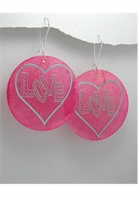 Dyed shell earrings with a love message In Sterling Silver Earrings Dyed shell earrings with a love message In Sterling Silver Earrings