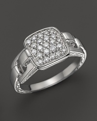 Diamond pavé details a classic John Hardy ring, crafted in sterling silver. Diamond pavé details a classic John Hardy ring, crafted in sterling silver.
