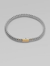 From the Bedeg Collection. A braided sterling silver chain with a beautifully radiant 18k gold station closure. 18k goldSterling silverLength, about 7¼Push clasp closureImported From the Bedeg Collection. A braided sterling silver chain with a beautifully radiant 18k gold station closure. 18k goldSterling silverLength, about 7¼Push clasp closureImported