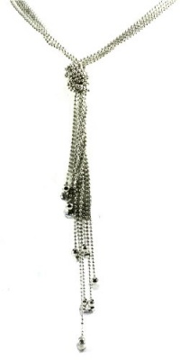 Gorgeous City Gypsies Long Knotted Tie Necklace with Ice Crystal Accents on Faceted Ball Chain Silver Tone a Long 20 Gorgeous City Gypsies Long Knotted Tie Necklace with Ice Crystal Accents on Faceted Ball Chain Silver Tone a Long 20