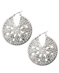 Intricate and exotic. Incorporate a little culture into your style with these Moroccan-themed hoop earrings by Lucky Brand. Crafted in silver tone mixed metal. Approximate diameter: 1-1/2 inches. Intricate and exotic. Incorporate a little culture into your style with these Moroccan-themed hoop earrings by Lucky Brand. Crafted in silver tone mixed metal. Approximate diameter: 1-1/2 inches.