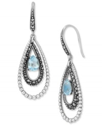 Liven your look with chic, colorful drops. Genevieve & Grace's sparkling style combines round-cut blue topaz (1-5/8 ct. t.w.) with glittering marcasite edges. Set in sterling silver. Approximate drop length: 1-3/4 inches. Approximate drop width: 9/16 inch.