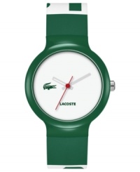 Show your love for Lacoste with this logo-printed Goa collection sport watch. Show your love for Lacoste with this logo-printed Goa collection sport watch.