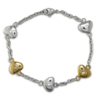 Ladies 8 Inch Stainless Steel and Gold Heart Chain Bracelet Ladies 8 Inch Stainless Steel and Gold Heart Chain Bracelet