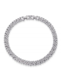 Go for full-fledged glamour with this crystal pave collar from Swarovski. Set in silver-plated mixed metal. Approximate length: 15 inches. Go for full-fledged glamour with this crystal pave collar from Swarovski. Set in silver-plated mixed metal. Approximate length: 15 inches.