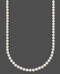 Add a touch of long and luxurious pearls to your look. This polished strand by Belle de Mer features A+ Akoya cultured pearls (8-8-1/2 mm) set in 14k gold. Approximate length: 36 inches. Add a touch of long and luxurious pearls to your look. This polished strand by Belle de Mer features A+ Akoya cultured pearls (8-8-1/2 mm) set in 14k gold. Approximate length: 36 inches.