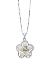 The perfect pick. This pretty flower pendant features cultured freshwater pearls as petals (4-4-1/2 mm) in a smooth sterling silver setting. Approximate length: 18 inches. Approximate drop length: 1 inch. Approximate drop width: 5/8 inch. The perfect pick. This pretty flower pendant features cultured freshwater pearls as petals (4-4-1/2 mm) in a smooth sterling silver setting. Approximate length: 18 inches. Approximate drop length: 1 inch. Approximate drop width: 5/8 inch.