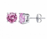 Amazing Color Pink Cubic Zirconia Sterling Silver Stud Earrings. 1.00 Carat Each Stone, Total Weight of 2 Carat. Heavy Casting Setting Amazing Color Pink Cubic Zirconia Sterling Silver Stud Earrings. 1.00 Carat Each Stone, Total Weight of 2 Carat. Heavy Casting Setting