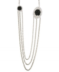 The new formal. This strand necklace from 2028, crafted from silver-tone mixed metal, proves to be quite stunning with glass crystals and jet-colored flower details adding an elegant touch. Approximate length: 36 inches. The new formal. This strand necklace from 2028, crafted from silver-tone mixed metal, proves to be quite stunning with glass crystals and jet-colored flower details adding an elegant touch. Approximate length: 36 inches.