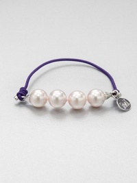A short strand of four, lustrous pearls on a colorful elastic. Elastic cord10mm round white organic man-made pearlsDiameter, about 3Slip-on styleImported A short strand of four, lustrous pearls on a colorful elastic. Elastic cord10mm round white organic man-made pearlsDiameter, about 3Slip-on styleImported