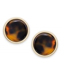 These button earrings from Lauren Ralph Lauren lend a touch of eccentric beauty with tortoise resin. Clip-on backing for non-pierced ears. Crafted in 14k gold-plated mixed metal. Approximate diameter: 3/4 inch. These button earrings from Lauren Ralph Lauren lend a touch of eccentric beauty with tortoise resin. Clip-on backing for non-pierced ears. Crafted in 14k gold-plated mixed metal. Approximate diameter: 3/4 inch.