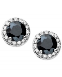 Poignant sparkle. Arabella's pretty stud earrings highlight round-cut black (4-1/2 ct. t.w.) and white (9/10 ct. t.w.) Swarovski zirconias. Set in sterling silver. Approximate diameter: 3/8 inch. Poignant sparkle. Arabella's pretty stud earrings highlight round-cut black (4-1/2 ct. t.w.) and white (9/10 ct. t.w.) Swarovski zirconias. Set in sterling silver. Approximate diameter: 3/8 inch.