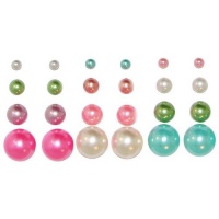 12 Pairs Faux Pearl Earring Studs In Multi/Pastel 12 Pairs Faux Pearl Earring Studs In Multi/Pastel