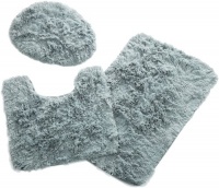 Popular Bath 3-Piece Fluff Rug Set, Aqua Popular Bath 3-Piece Fluff Rug Set, Aqua
