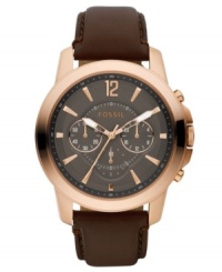 Never leave home without the timeless style and precision of this Grant collection chronograph timepiece from Fossil. Never leave home without the timeless style and precision of this Grant collection chronograph timepiece from Fossil.