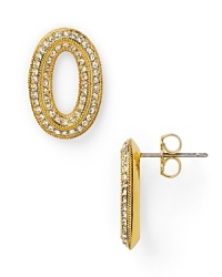 Set with inset crystals, Nadri's oval link button earrings give an understated nod to classic style. Slip them in for a just-right hit of sparkle. Set with inset crystals, Nadri's oval link button earrings give an understated nod to classic style. Slip them in for a just-right hit of sparkle.