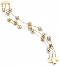 Anne Klein Gold -Tone Champagne Pearl and Topaz 3-Row Bracelet Anne Klein Gold -Tone Champagne Pearl and Topaz 3-Row Bracelet
