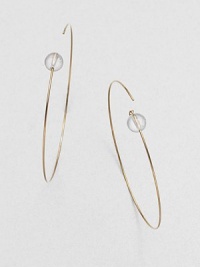 An exquisite bead of clear quartz on a 14k goldplated hoop. Clear quartz14k goldplated sterling silverLength, about 2Wire backMade in USA An exquisite bead of clear quartz on a 14k goldplated hoop. Clear quartz14k goldplated sterling silverLength, about 2Wire backMade in USA