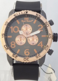 Mark Naimer Chronograph-Style XL Rose Gold N Black Case Black Dial watch 51-30 Look With Black Silicon Rubber Band Mark Naimer Chronograph-Style XL Rose Gold N Black Case Black Dial watch 51-30 Look With Black Silicon Rubber Band