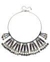 Unleash your daring side. This collar necklace from Haskell is crafted from hematite-tone mixed metal with multicolor glass crystals and faceted beads for a fashion-forward infusion. Approximate length: 13 inches + 3-inch extender. Approximate drop: 2 inches.