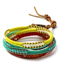 Tie on bohemian style with this woven wrap bracelet from Chan Luu, crafted of semi precious stones and sterling silver accents. It boldly hints at your free spirited side. Tie on bohemian style with this woven wrap bracelet from Chan Luu, crafted of semi precious stones and sterling silver accents. It boldly hints at your free spirited side.
