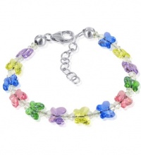 SCBR151 Sterling Silver Butterfly Multicolor Crystal Charm Bracelet 5.5 inch Made with Swarovski Elements SCBR151 Sterling Silver Butterfly Multicolor Crystal Charm Bracelet 5.5 inch Made with Swarovski Elements