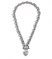 G by GUESS Rhinestone Heart Toggle Necklace, SILVER G by GUESS Rhinestone Heart Toggle Necklace, SILVER