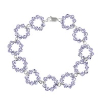 Sterling Silver and Light Purple Swarovski Crystallized Elements 11 Open Circle Link Bracelet, 7.5 Sterling Silver and Light Purple Swarovski Crystallized Elements 11 Open Circle Link Bracelet, 7.5