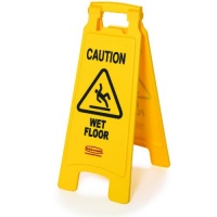 Rubbermaid Commercial FG611277 Yellow Two-Sided Floor Sign with Caution Wet Floor Imprint Rubbermaid Commercial FG611277 Yellow Two-Sided Floor Sign with Caution Wet Floor Imprint