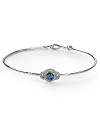 Elegant bezel-cut cubic zirconia and sapphire stones compose a beautifully simple Crislu bracelet, finished in pure platinum. Elegant bezel-cut cubic zirconia and sapphire stones compose a beautifully simple Crislu bracelet, finished in pure platinum.