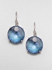 A classic 14k white gold design with faceted English blue topaz stones accented with dazzling white sapphires. English blue topazWhite sapphires14k white goldDrop, about .5 Hook backMade in USA A classic 14k white gold design with faceted English blue topaz stones accented with dazzling white sapphires. English blue topazWhite sapphires14k white goldDrop, about .5 Hook backMade in USA