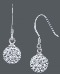 Gleam and shimmer even at your most casual with these sterling silver drop earrings from Unwritten. Each sterling silver ball is donned with pave-set crystals to refract light with sheer brilliance. Approximate drop: 9/10 inch. Gleam and shimmer even at your most casual with these sterling silver drop earrings from Unwritten. Each sterling silver ball is donned with pave-set crystals to refract light with sheer brilliance. Approximate drop: 9/10 inch.