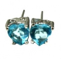 Beautiful 24k White Gold Layered (GL) Heart 6mm Blue Aqua Cubic Zirconia March Birthstone Earrings - Comes with LIFETIME WARRANTY Comes Gift Boxed Beautiful 24k White Gold Layered (GL) Heart 6mm Blue Aqua Cubic Zirconia March Birthstone Earrings - Comes with LIFETIME WARRANTY Comes Gift Boxed