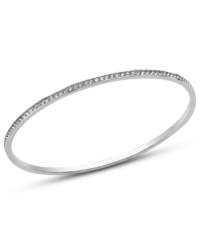 Stack up these Swarovski bangles for maximum sparkle! This thin bracelet boasts clear crystals at the edges. Crafted in stainless steel. Approximate diameter: 2-1/2 inches. Stack up these Swarovski bangles for maximum sparkle! This thin bracelet boasts clear crystals at the edges. Crafted in stainless steel. Approximate diameter: 2-1/2 inches.