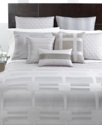 A linear tiled design meets gorgeous texture upon this Meridian accent pillow, bringing a hint of feminine charm to the Meridian Quartz bedding from Hotel Collection. A linear tiled design meets gorgeous texture upon this Meridian accent pillow, bringing a hint of feminine charm to the Meridian Quartz bedding from Hotel Collection.